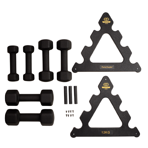 Hantlite komplekt + Hantliriiul TUNTURI CENTURI NEOPREEN 3 Paari 