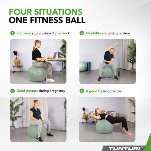 Fitness pall Tunturi Gymball 65-75cm, Mint, Anti Burst