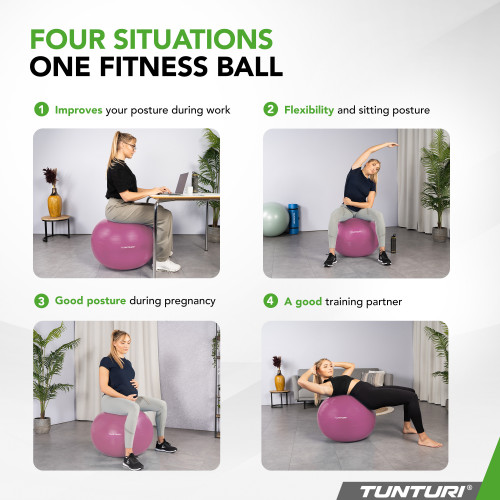 Fitness pall Tunturi Gymball 65-75cm, Purple, Anti Burst