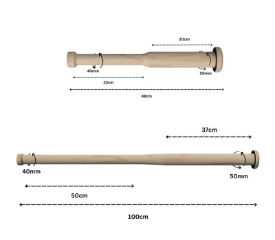 Sportbay adjustable Wooden Macebells (48 or 100 cm length) 