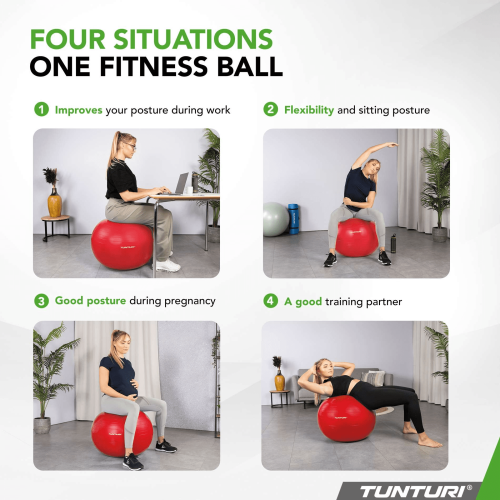 Joogapall Tunturi Gymball 55cm, Red, Anti Burst