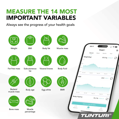 Smartkaalud TUNTURI SC30 SMART SCALE WITH APP