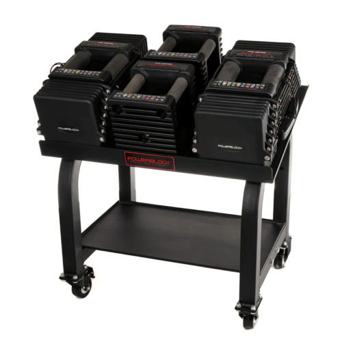 Reguleeritava kaaluga hantlid koos alusega Powerblock PRO 125 Commercial Includes Stand (2,2–56,7 kg)