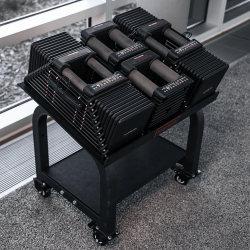 Reguleeritava kaaluga hantlid koos alusega Powerblock PRO 125 Commercial Includes Stand (2,2–56,7 kg)