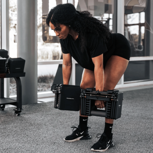 Reguleeritava kaaluga hantlid koos alusega Powerblock PRO 125 Commercial Includes Stand (2,2–56,7 kg)