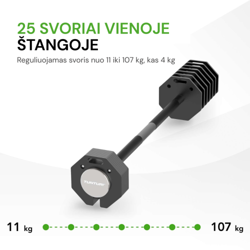 Reguleeritav kang raskustega Tunturi Rapid Adjustable Barbell 107 kg