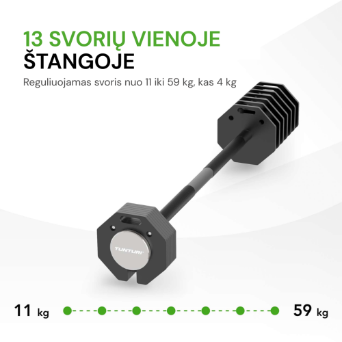 Reguleeritav kang raskustega Tunturi Rapid Adjustable Barbell 59 kg