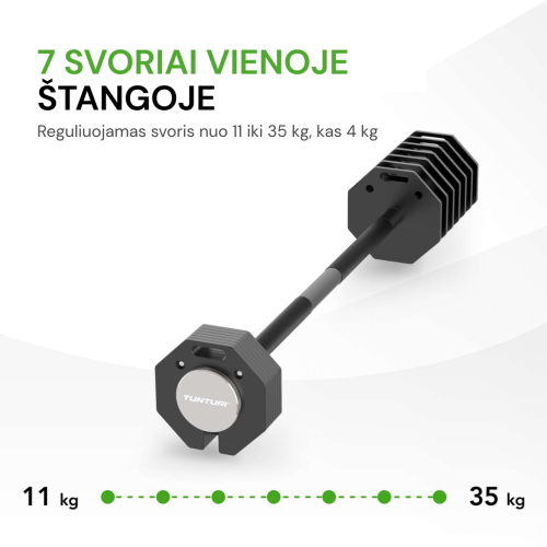 Reguleeritav kang raskustega Tunturi Rapid Adjustable Barbell 35 kg