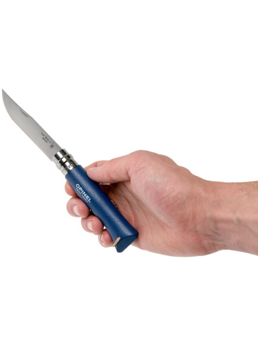 Opinel Trekking Knife No. 8 with stainless steel blade and blue handle