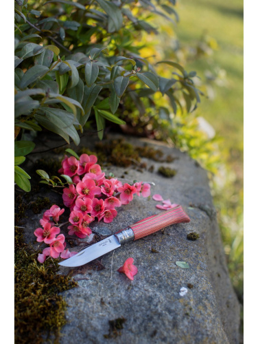 Opinel Nr. 8 laminaatpeaga nugastamatu terasest noaga punase lepa käepidemega