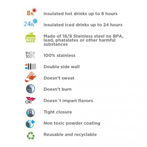 LakenJoy Thermo Bottle 0,5 l erinevates värvides termospudel