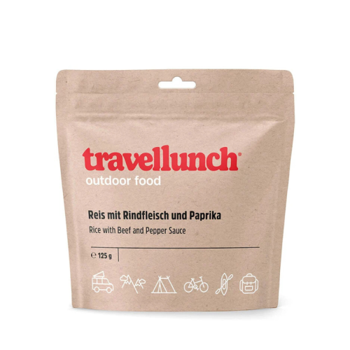 Toode reisideks Travellunch veiseliha riisi ja piprakastmes 125 g.