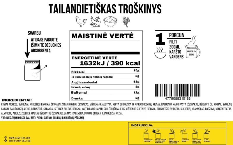 Nr. 84 Toit reisideks CAMP-ERA Tai toidupada 100 g.