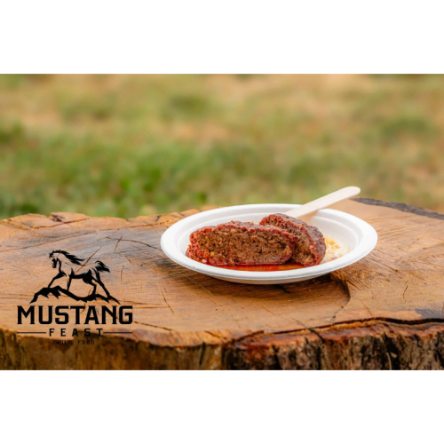 Nr.98 toit reisideks MustangFeast suitsutatud veiselihahakkliha riisiga + brownie koogike