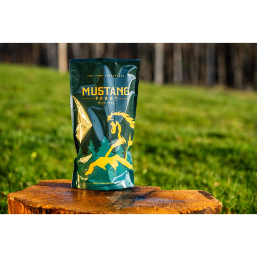 Nr.93 Reisitoit MustangFeast siga spinee BBQ kastmega ja riisiga + pruunika küpsis