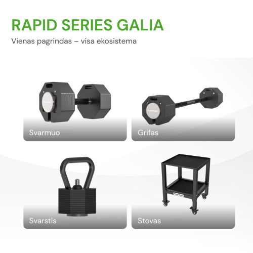 Raskuste ja hantlite hoidja Tunturi Rapid Adjustable Dumbbell Stand