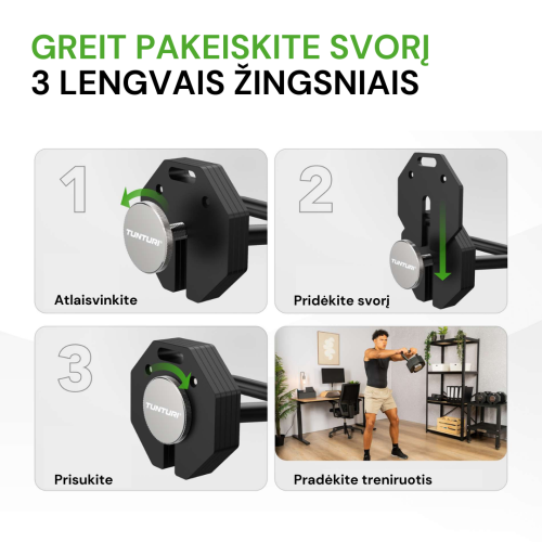 Tunturi Kiire reguleeritav sangpomm Tunturi Rapid Adjustable Kettlebell Handle 19,5 kg