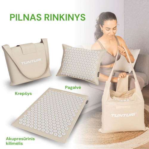 Joogamatt TUNTURI ACUPRESSURE MAT AND PILLOW BEIGE