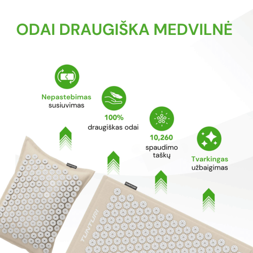 Joogamatt TUNTURI ACUPRESSURE MAT AND PILLOW BEIGE