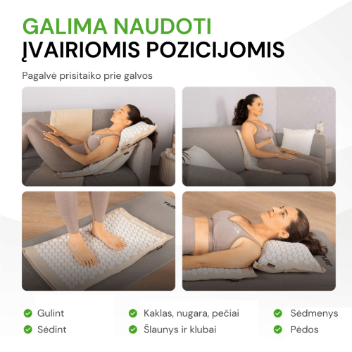 Joogamatt TUNTURI ACUPRESSURE MAT AND PILLOW BEIGE