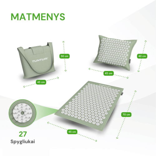 Joogamatt TUNTURI ACUPRESSURE MAT AND PILLOW BLACK
