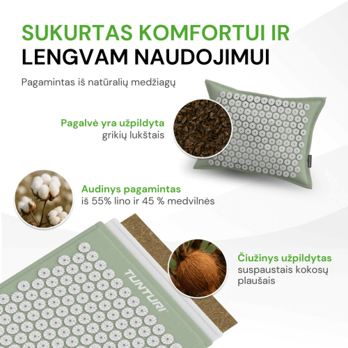 Joogamatt TUNTURI ACUPRESSURE MAT AND PILLOW BLACK