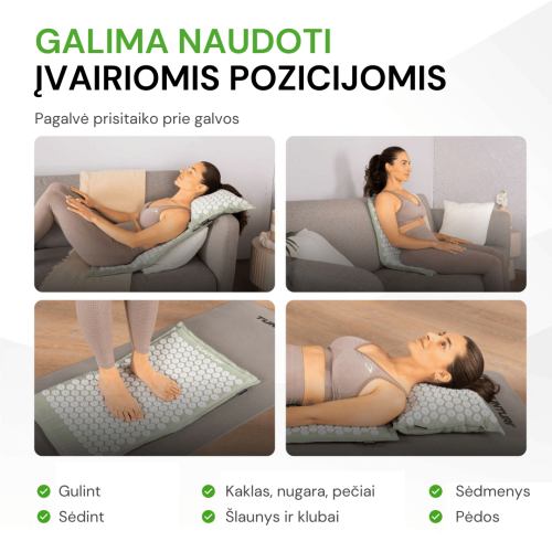 Joogamatt TUNTURI ACUPRESSURE MAT AND PILLOW BLACK