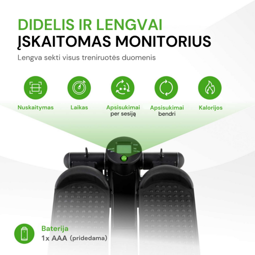 Astmelaud Tunturi Stepper, Black, Incl. Display