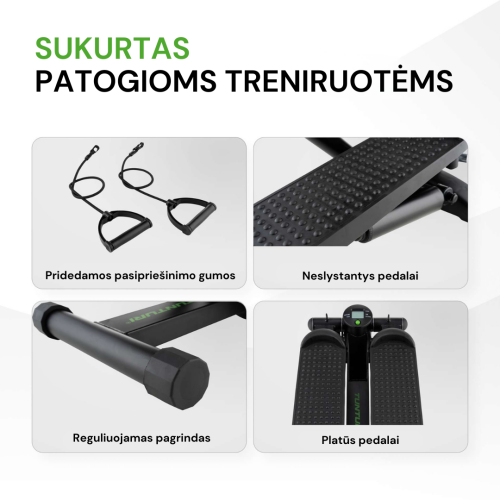 Astmelaud Tunturi Stepper, Black, Incl. Display