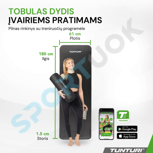 Joogamatt TUNTURI NBR Fitness Mat ilma kandekotita