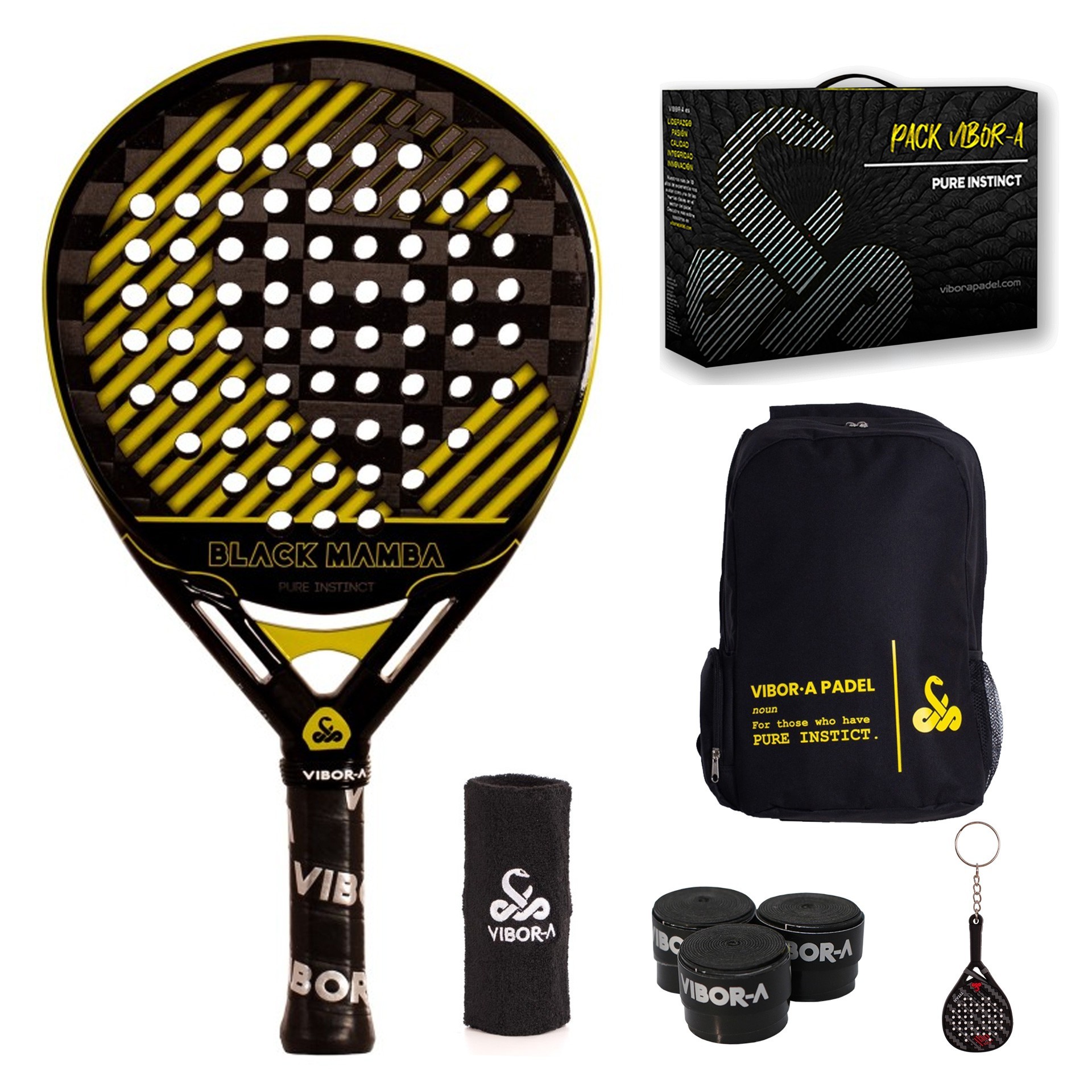 Padeli komplekt VIBOR-A BLACK MAMBA EVO PRO BLACK PADEL RACKET PACK
