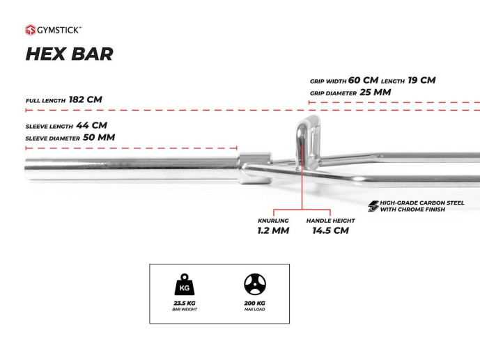 Olümpiakang Gymstick Hex bar 182 cm