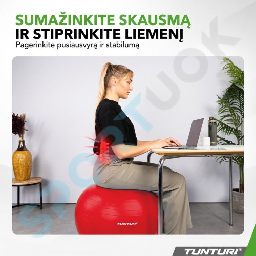 Joogapall Tunturi Gymball 55cm, Red, Anti Burst